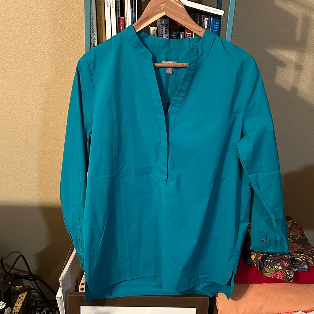 J. Jill Teal Split-Neck Tunic Blouse